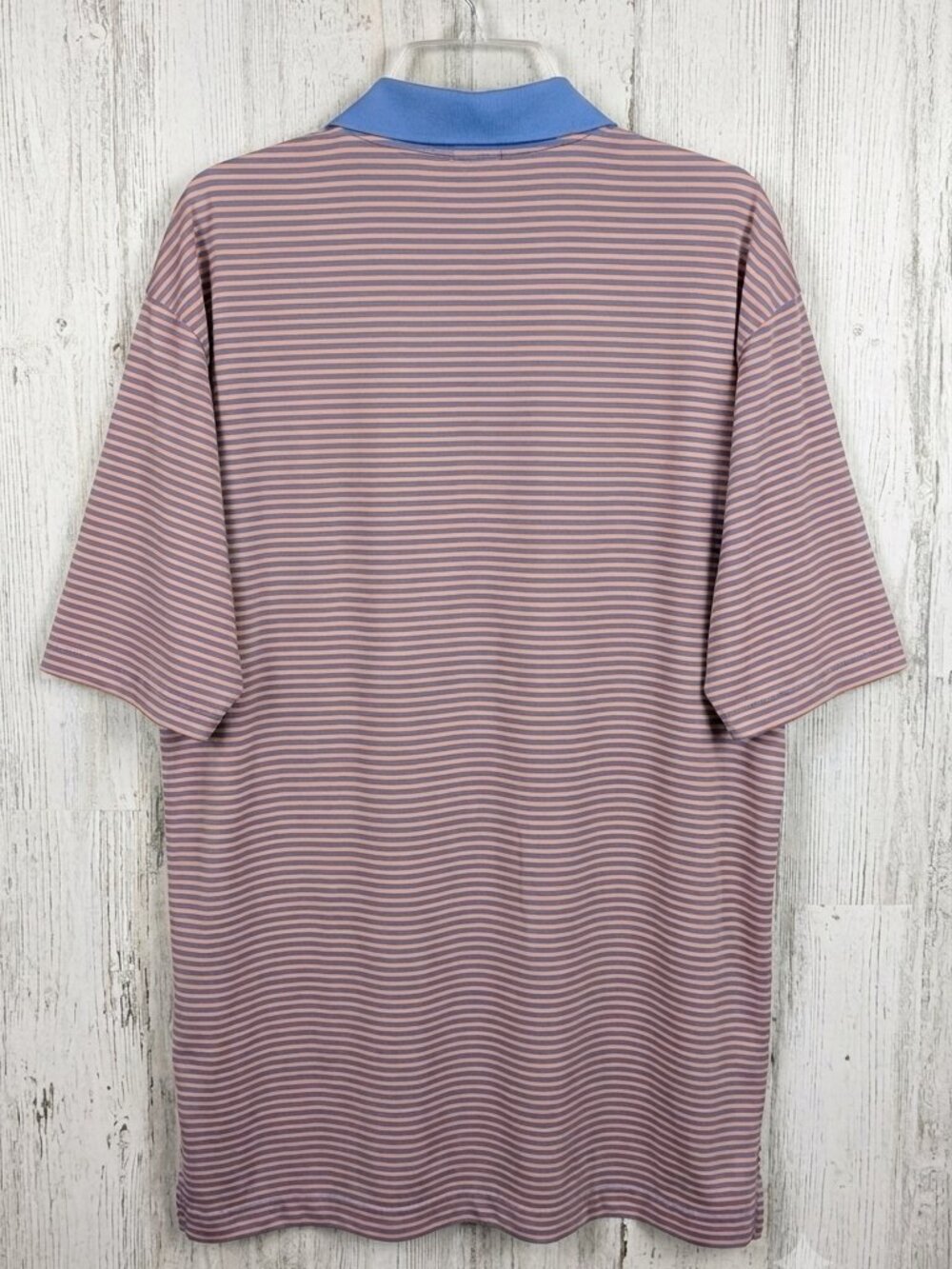 Peter Millar Summer Comfort XL Orange/Blue Striped Polo Shirt - Picture 2 of 8